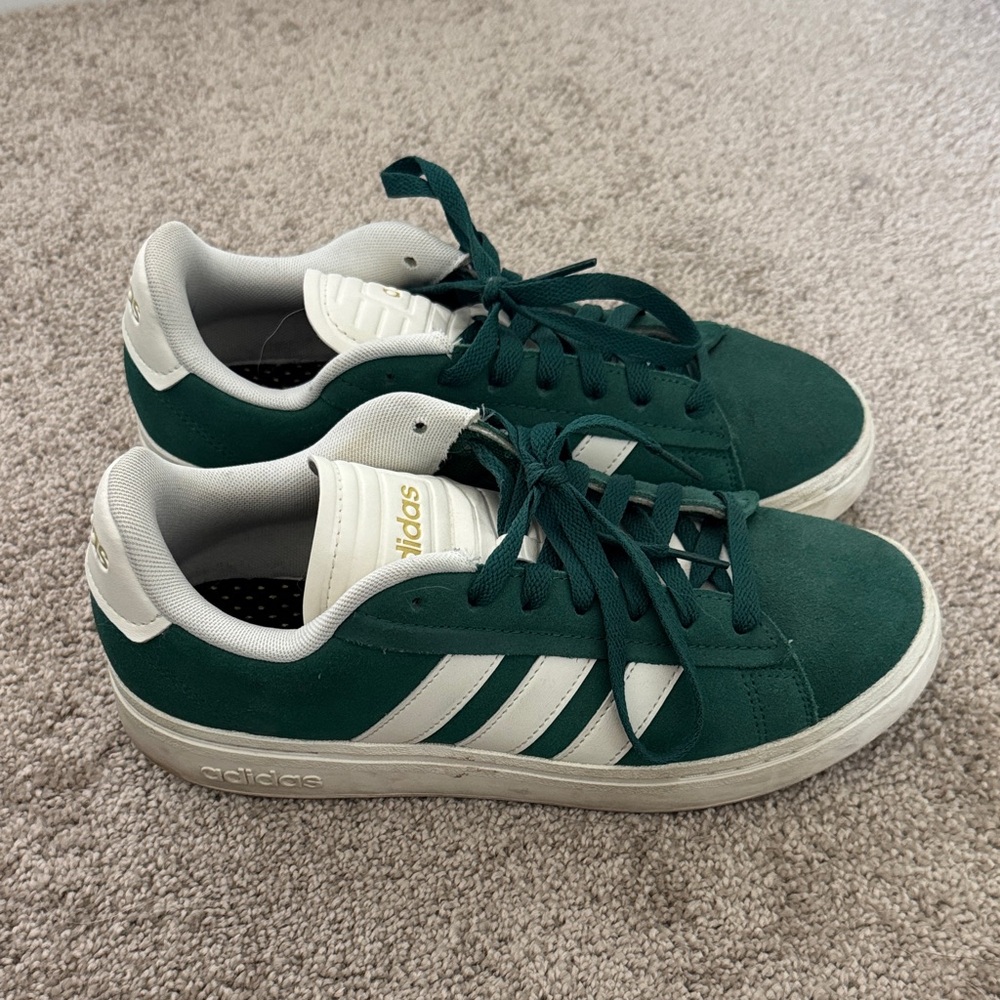 Adidas Forest Green and White Sneakers - Picture 2 of 7
